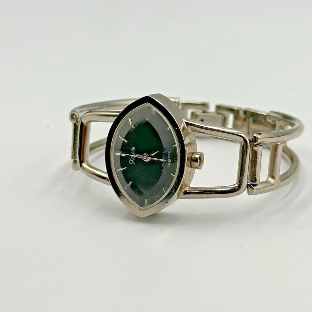 3/$30 Xanadu Watch Women Silver Tone Marquise Face Black Dial 17MM Bangle 5.5" - Picture 4 of 14